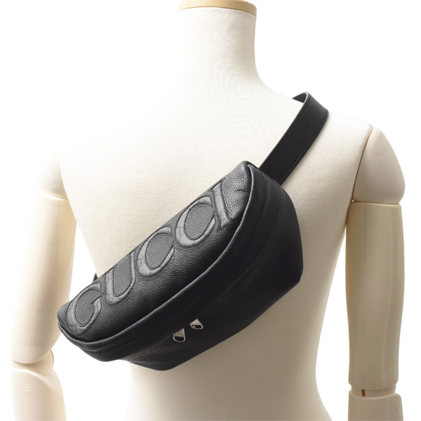 グッチ バッグ レディース メンズ ボディバッグ ショルダー レザー ブラック GUCCI 768111 AACXC 中古