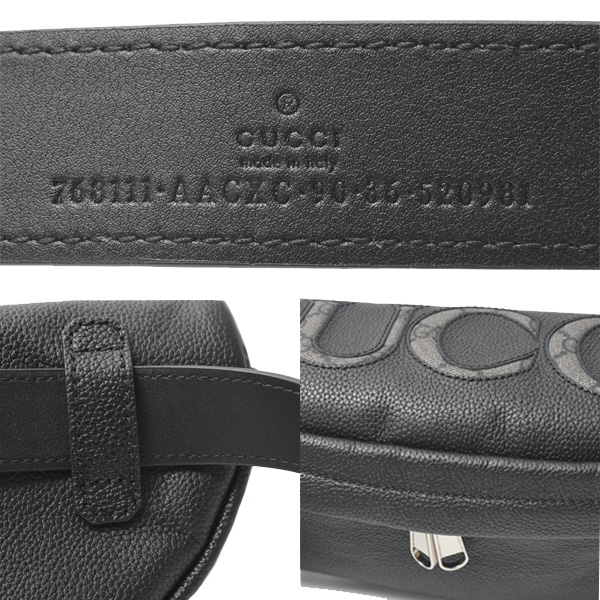グッチ バッグ レディース メンズ ボディバッグ ショルダー レザー ブラック GUCCI 768111 AACXC 中古