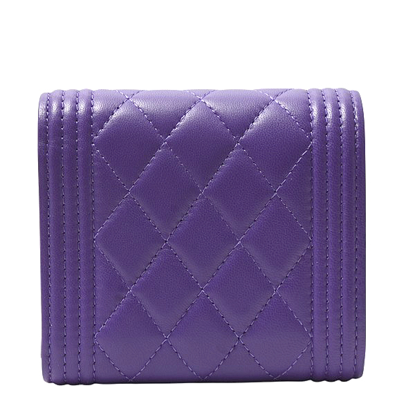 シャネル 財布 レディース ボーイシャネル スモールウォレット 3つ折り財布 ラムスキン パープル CHANEL 未使用展示品