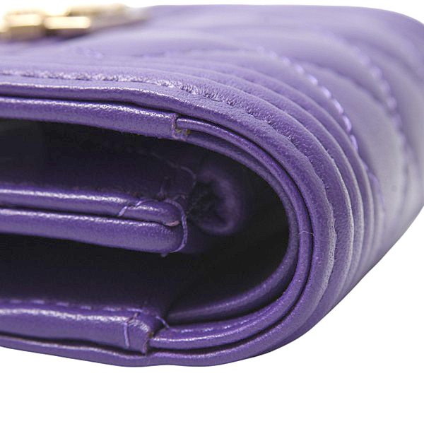 シャネル 財布 レディース ボーイシャネル スモールウォレット 3つ折り財布 ラムスキン パープル CHANEL 未使用展示品