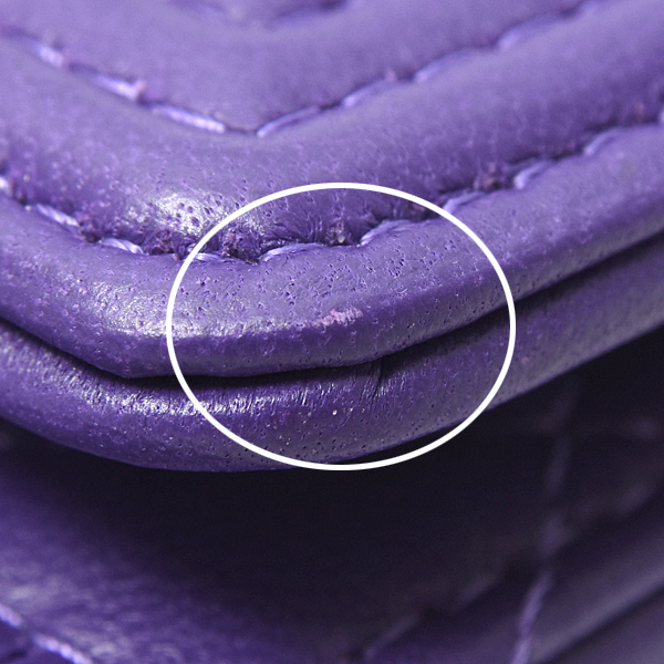 シャネル 財布 レディース ボーイシャネル スモールウォレット 3つ折り財布 ラムスキン パープル CHANEL 未使用展示品