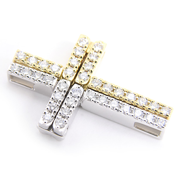 タサキ ペンダント レディース クロス ダイヤ ペンダントトップ バー D0.32ct×2 2WAY ゴールド TASAKI K18YG×WG 中古