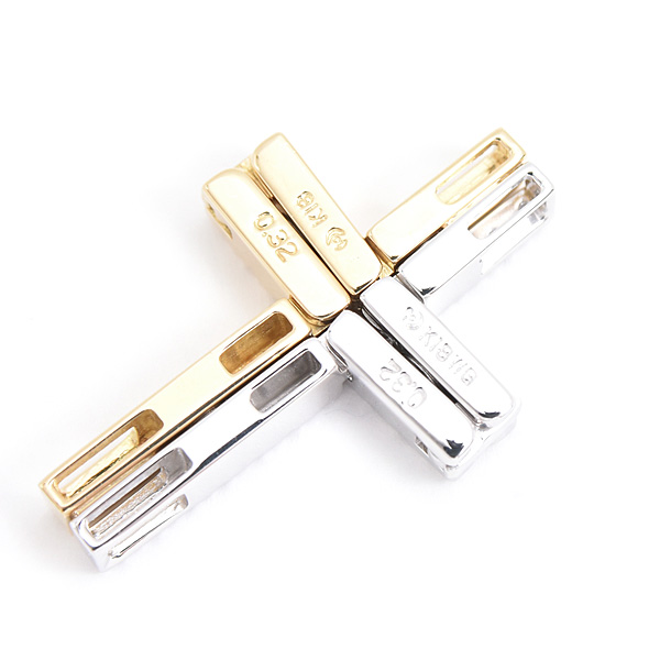 タサキ ペンダント レディース クロス ダイヤ ペンダントトップ バー D0.32ct×2 2WAY ゴールド TASAKI K18YG×WG 中古