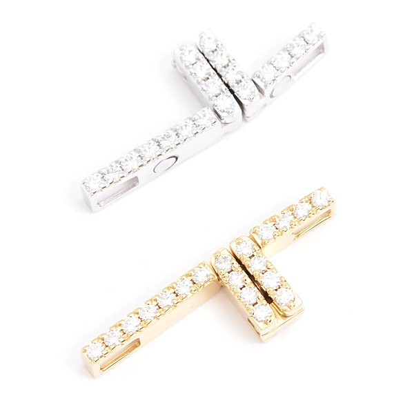 タサキ ペンダント レディース クロス ダイヤ ペンダントトップ バー D0.32ct×2 2WAY ゴールド TASAKI K18YG×WG 中古