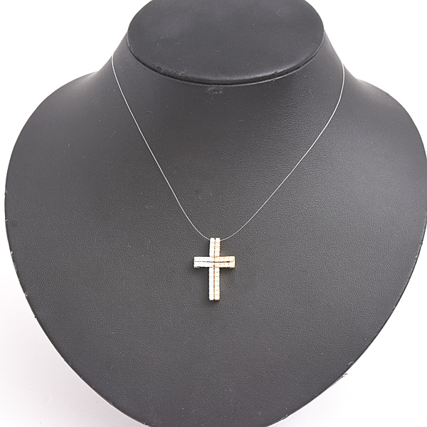 タサキ ペンダント レディース クロス ダイヤ ペンダントトップ バー D0.32ct×2 2WAY ゴールド TASAKI K18YG×WG 中古