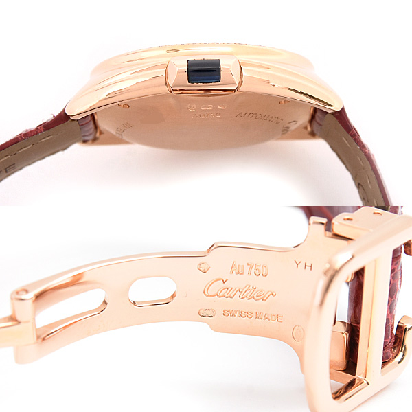 カルティエ 時計 レディース クレ ドゥ カルティエ 31mm ダイヤベゼル 自動巻 シルバー文字盤 ピンクゴールド 750PG Cartier WJCL0047 中古