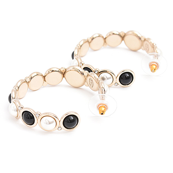 シャネル ピアス レディース ココマーク フェイクパール ラインストーン フープ B19B ゴールド GP CHANEL 中古