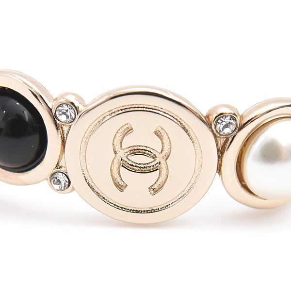 シャネル ピアス レディース ココマーク フェイクパール ラインストーン フープ B19B ゴールド GP CHANEL 中古