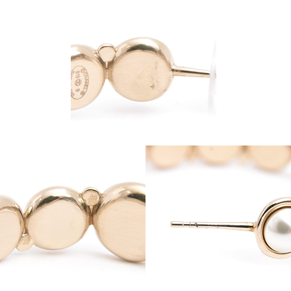 シャネル ピアス レディース ココマーク フェイクパール ラインストーン フープ B19B ゴールド GP CHANEL 中古