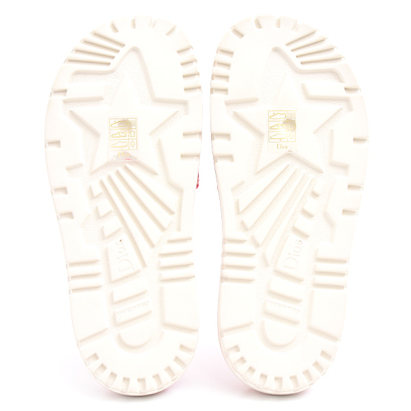 クリスチャンディオール サンダル レディース Dway スライド トワルドゥジュイ 36.5 23.5 レッド Christian Dior KCQ550TJE コットン 中古