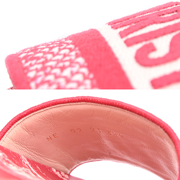 クリスチャンディオール サンダル レディース Dway スライド トワルドゥジュイ 36.5 23.5 レッド Christian Dior KCQ550TJE コットン 中古