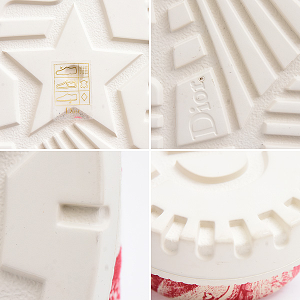 クリスチャンディオール サンダル レディース Dway スライド トワルドゥジュイ 36.5 23.5 レッド Christian Dior KCQ550TJE コットン 中古