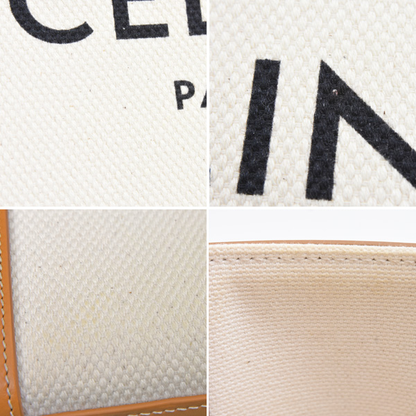 セリーヌ バッグ レディース バーティカルカバ ミニ ショルダー 2WAY ポシェット キャンバス カーフ ナチュラル×タン CELINE 193302 中古