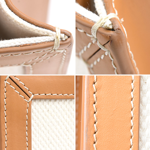 セリーヌ バッグ レディース バーティカルカバ ミニ ショルダー 2WAY ポシェット キャンバス カーフ ナチュラル×タン CELINE 193302 中古