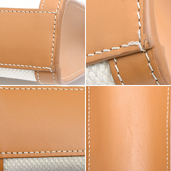 セリーヌ バッグ レディース バーティカルカバ ミニ ショルダー 2WAY ポシェット キャンバス カーフ ナチュラル×タン CELINE 193302 中古