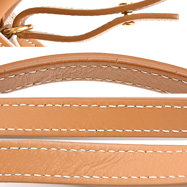 セリーヌ バッグ レディース バーティカルカバ ミニ ショルダー 2WAY ポシェット キャンバス カーフ ナチュラル×タン CELINE 193302 中古