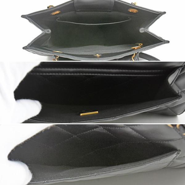 シャネル バッグ レディース マトラッセ チェーン トート ショルダー 肩掛け カーフレザー ランダム ブラック CHANEL 中古