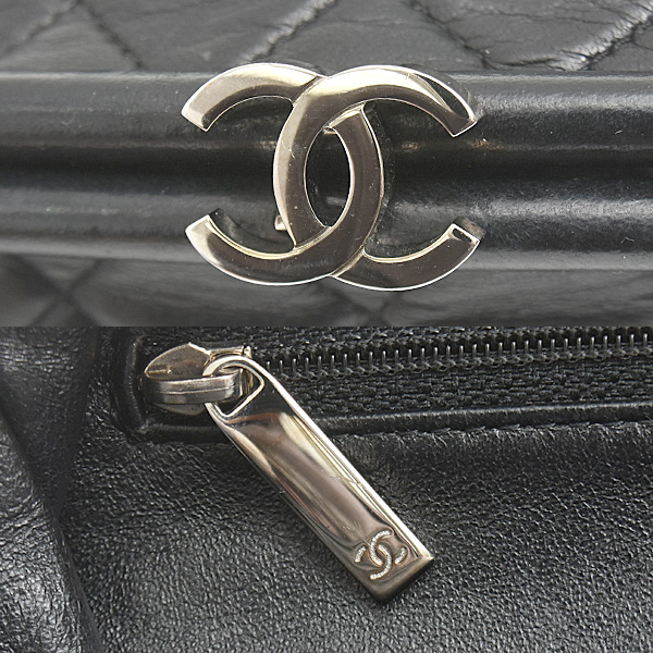 シャネル バッグ レディース マトラッセ がま口 クラッチバッグ ラムスキン ブラック CHANEL 中古