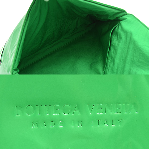 ボッテガヴェネタ バッグ メンズ クラッチ セカンドバッグ エナメル シワ加工 パテント グリーン BOTTEGA VENETA 中古