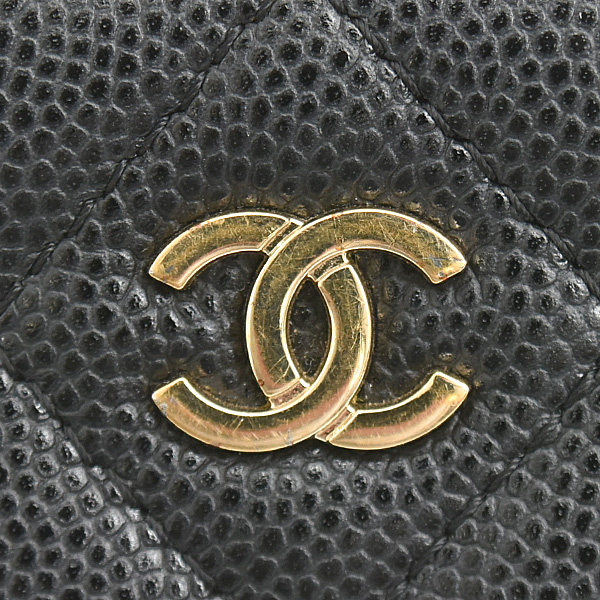 シャネル 財布 レディース マトラッセ ジップコインパース コインケース キャビアスキン ブラック CHANEL AO2061 中古