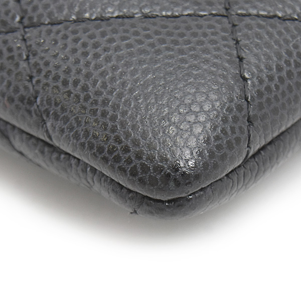 シャネル 財布 レディース マトラッセ ジップコインパース コインケース キャビアスキン ブラック CHANEL AO2061 中古