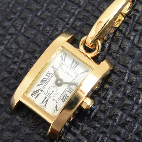 カルティエ ペンダント ユニセックス タンクアメリカン ウォッチ チャーム イエローゴールド Cartier 750YG 中古