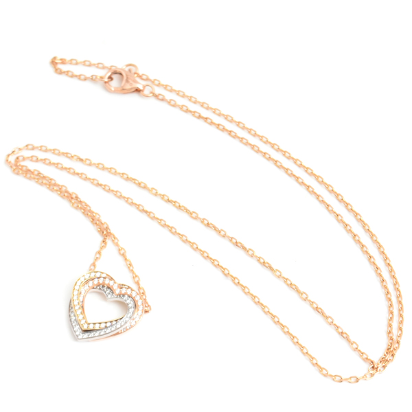 カルティエ ネックレス レディース トリニティ ハート フルダイヤ ネックレス 保証書付 ゴールド Cartier 750YG×WG×PG 中古