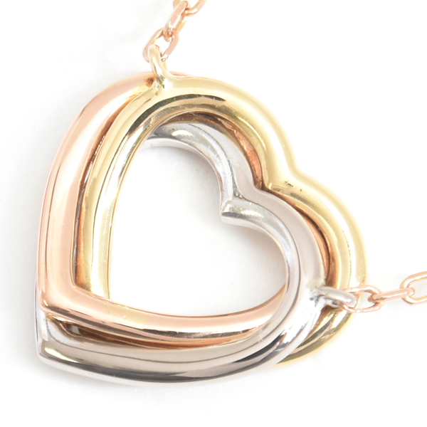 カルティエ ネックレス レディース トリニティ ハート フルダイヤ ネックレス 保証書付 ゴールド Cartier 750YG×WG×PG 中古