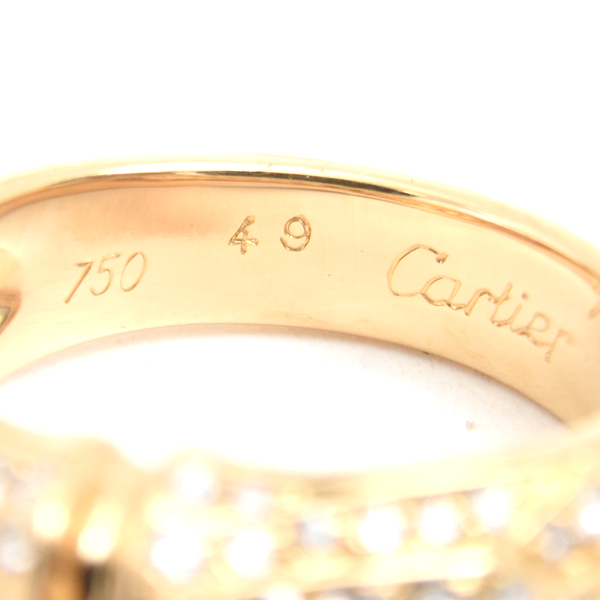 カルティエ 指輪 レディース バンブー ダイヤモンド リング 49号 イエローゴールド Cartier 750YG 中古