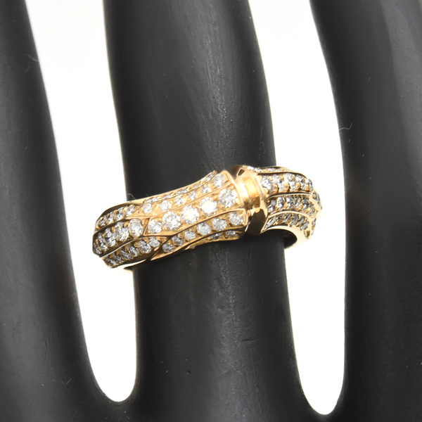 カルティエ 指輪 レディース バンブー ダイヤモンド リング 49号 イエローゴールド Cartier 750YG 中古