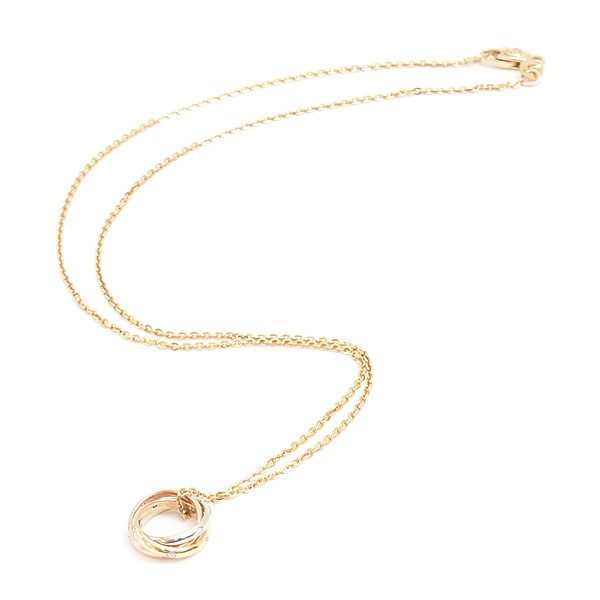 カルティエ ネックレス レディース トリニティ 15Pダイヤ ネックレス ゴールド Cartier 750YG×WG×PG 中古