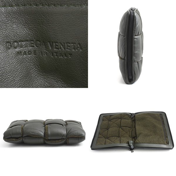 ボッテガヴェネタ バッグ メンズ ドキュメントケース マキシイントレチャート セカンドバッグ ラムスキン ダークカーキ BOTTEGA VENETA 641039 中古