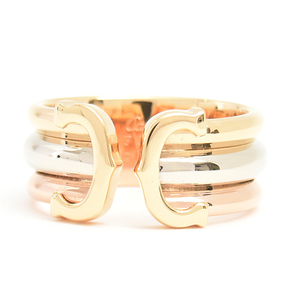 カルティエ 指輪 レディース メンズ 2C リング LM 54号 実寸15.5号 ドゥーブルC ゴールド 750YG×WG×PG Cartier 中古