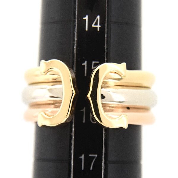 カルティエ 指輪 レディース メンズ 2C リング LM 54号 実寸15.5号 ドゥーブルC ゴールド 750YG×WG×PG Cartier 中古