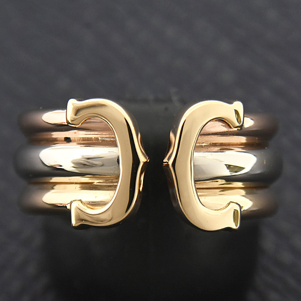 カルティエ 指輪 レディース メンズ 2C リング LM 54号 実寸15.5号 ドゥーブルC ゴールド 750YG×WG×PG Cartier 中古