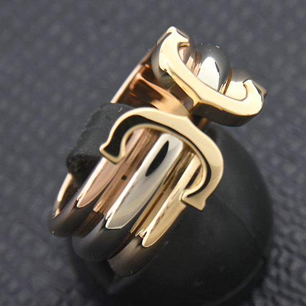 カルティエ 指輪 レディース メンズ 2C リング LM 54号 実寸15.5号 ドゥーブルC ゴールド 750YG×WG×PG Cartier 中古