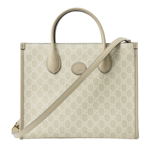 グッチ バッグ レディース メンズ トートバッグ GGスプリーム インターロッキングG PVC ベージュ系 GUCCI 659983 中古