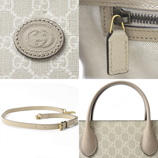 グッチ バッグ レディース メンズ トートバッグ GGスプリーム インターロッキングG PVC ベージュ系 GUCCI 659983 中古
