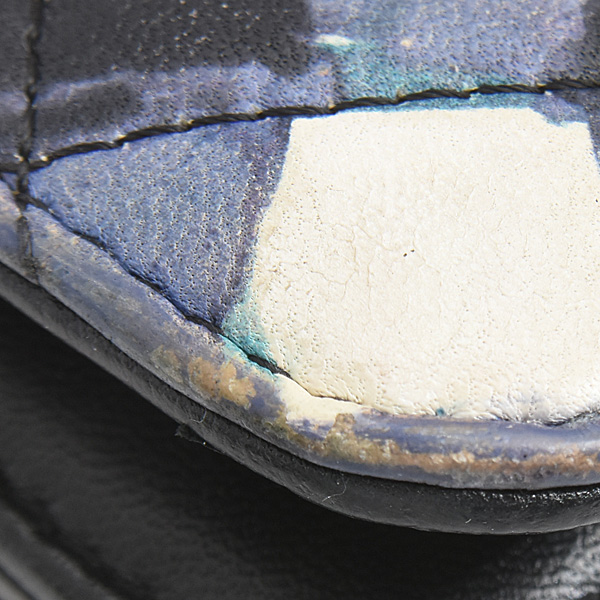 シャネル バッグ レディース エアライン チェーンウォレット マトラッセ ラムスキン ブルー ブラック CHANEL 中古