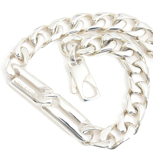 グッチ ブレス メンズ ノット インフィニティ チェーン ブレスレット 18サイズ シルバー GUCCI SV925 中古