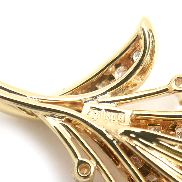 ミキモト ペンダント レディース パール ダイヤ フラワーデザイン ペンダントトップ 9.1mm珠 D0.37ct イエローゴールド K18 MIKIMOTO 中古