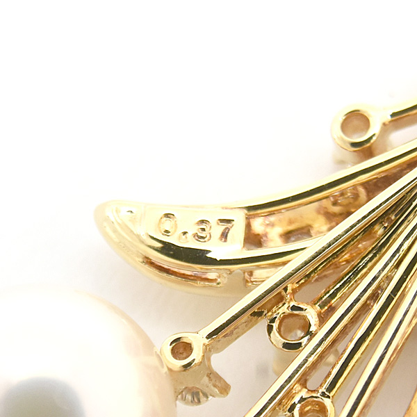 ミキモト ペンダント レディース パール ダイヤ フラワーデザイン ペンダントトップ 9.1mm珠 D0.37ct イエローゴールド K18 MIKIMOTO 中古