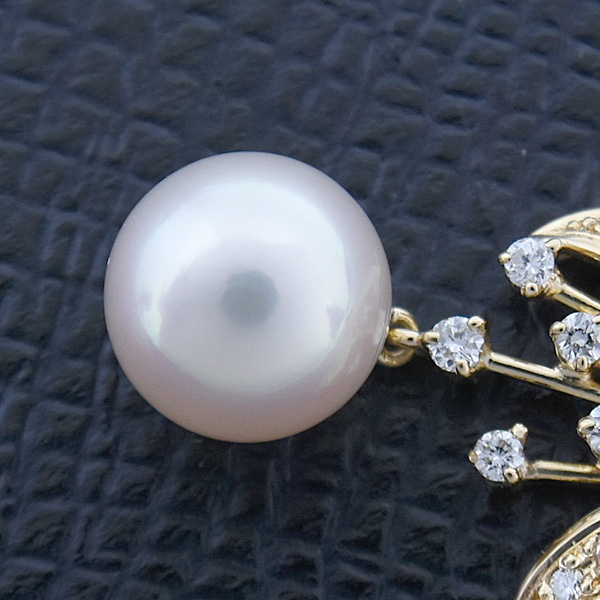 ミキモト ペンダント レディース パール ダイヤ フラワーデザイン ペンダントトップ 9.1mm珠 D0.37ct イエローゴールド K18 MIKIMOTO 中古