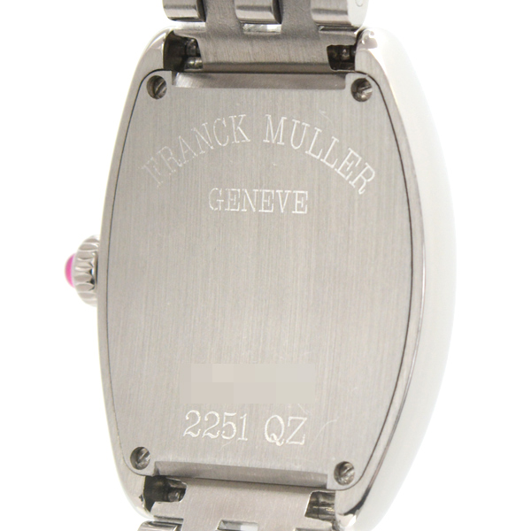 フランクミュラー 時計 レディース トノーカーベックス インターミディエ 電池式 レッド文字盤 ステンレス FRANCK MULLER 2251QZ SS 中古