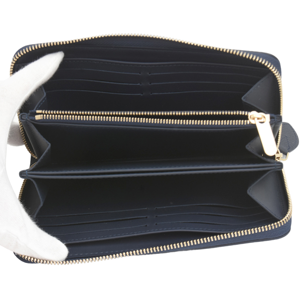 ルイヴィトン 財布 レディース メンズ ジッピーウォレット マヒナ モノグラム ラウンドファスナー長財布 ネイビー Louis Vuitton M14569 中古