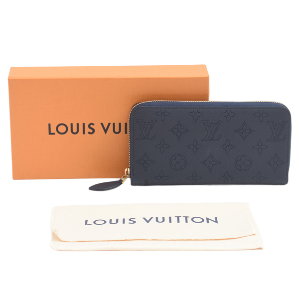 ルイヴィトン 財布 レディース メンズ ジッピーウォレット マヒナ モノグラム ラウンドファスナー長財布 ネイビー Louis Vuitton M14569 中古