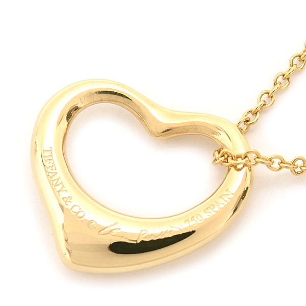 ティファニー ネックレス レディース オープンハート エルサペレッティ イエローゴールド 750YG TIFFANY 中古