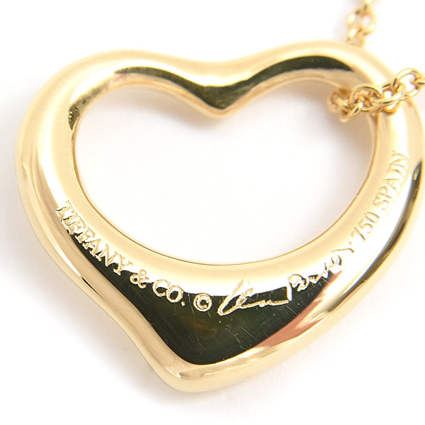 ティファニー ネックレス レディース オープンハート エルサペレッティ イエローゴールド 750YG TIFFANY 中古