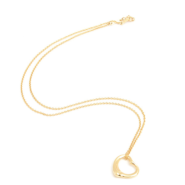 ティファニー ネックレス レディース オープンハート エルサペレッティ イエローゴールド 750YG TIFFANY 中古