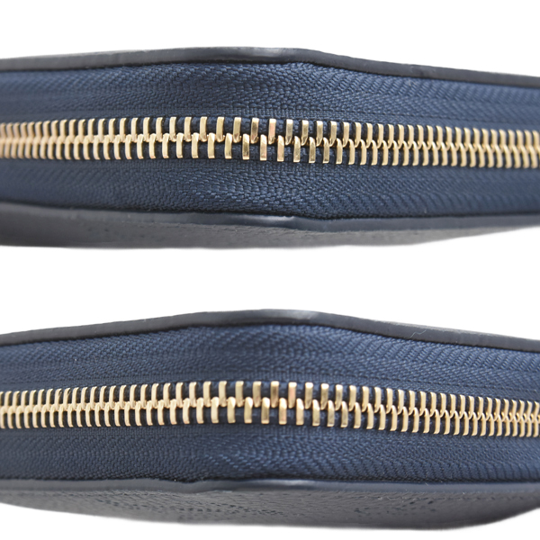 ルイヴィトン 財布 レディース メンズ ジッピーウォレット マヒナ モノグラム ラウンドファスナー長財布 ネイビー Louis Vuitton M14569 中古